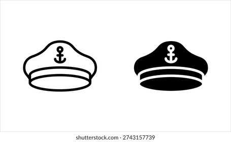 captain hat icon set. Linear vector from nautical concept. vector illutration on white background