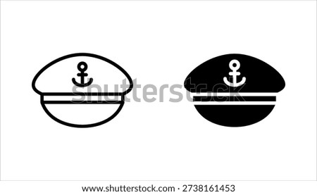 captain hat icon set. Linear vector from nautical concept. vector illutration on white background