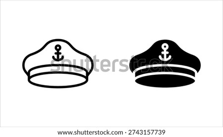 captain hat icon set. Linear vector from nautical concept. vector illutration on white background
