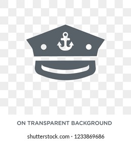 Captain Hat icon. Trendy flat vector Captain Hat icon on transparent background from Nautical collection. 