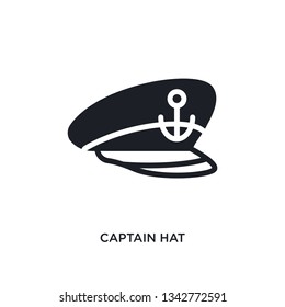 captain hat isolated icon. simple element illustration from nautical concept icons. captain hat editable logo sign symbol design on white background. can be use for web and mobile