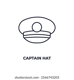 captain hat outline icon. Linear vector from nautical concept. Thin line captain hat icon isolated on white background