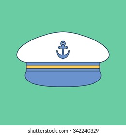 Captain hat. Sailor cap. Vector illustration