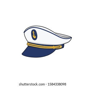 Captain Hat. Sea Forces Captain Cap. Boat Crew Uniform. Vector Illustration.