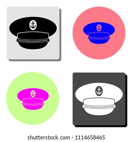 Captain hat. simple flat vector icon illustration on four different color backgrounds