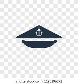 Captain Hat vector icon isolated on transparent background, Captain Hat transparency logo concept