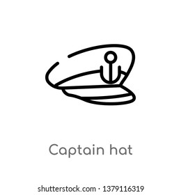 captain hat vector line icon. Simple element illustration. captain hat outline icon from nautical concept. Can be used for web and mobile