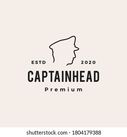 captain hipster vintage logo vector icon illustration