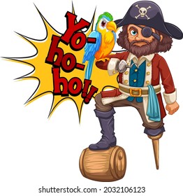 Caricatura del Capitán Hook con ilustración del discurso de Yo-ho