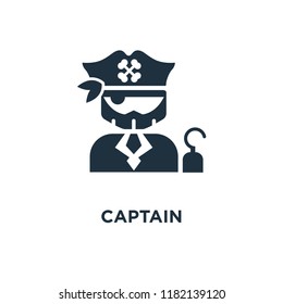 Captain icon. Black filled vector illustration. Captain symbol on white background. Can be used in web and mobile.