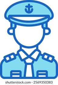 Captain Icon Blue Vector Illustration