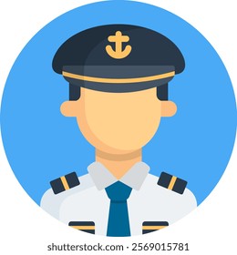 Captain Icon Fill Vector Illustration