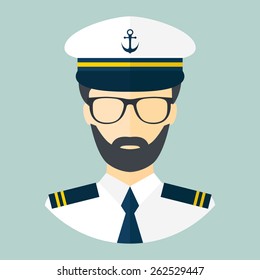 Captain icon. Flat style. Vector illustration