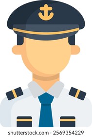 Captain Icon Flat Vector Illustration