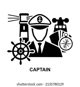 Captain icon isolated on white background vector illustration.