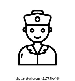 Captain Icon. Line Art Style Design Isolated On White Background