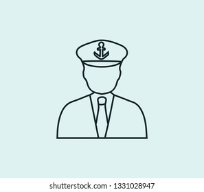 Captain icon line isolated on clean background. Captain icon concept drawing icon line in modern style. Vector illustration for your web mobile logo app UI design.