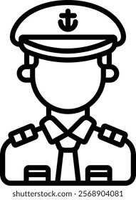 Captain Icon Line Vector Illustration