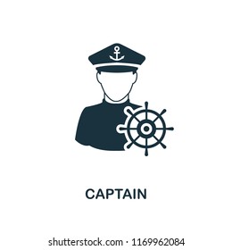 Captain icon. Monochrome style design from professions collection. UI. Pixel perfect simple pictogram captain icon. Web design, apps, software, print usage.