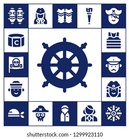  captain icon set. 17 filled captain icons.  Simple modern icons about  - Shin guards, Captain, Pirate, Helm, Sailor, Policeman, Stewardess, Wooden leg