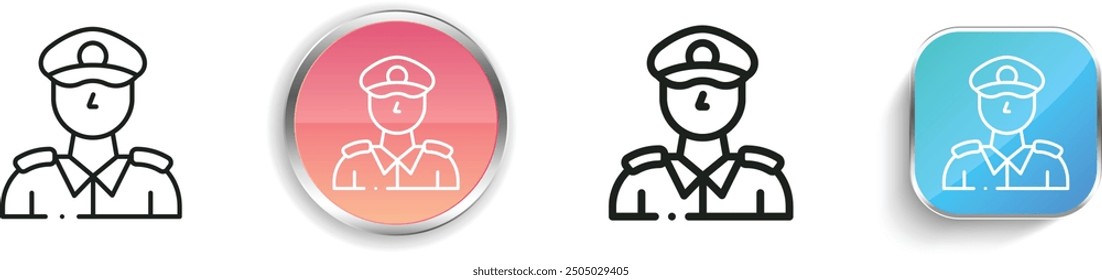 captain icon. Thin Linear, Regular and Button Style Design Isolated On White Background