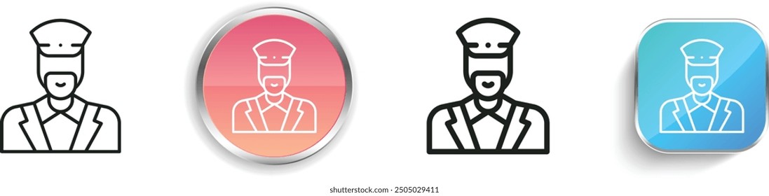 captain icon. Thin Linear, Regular and Button Style Design Isolated On White Background