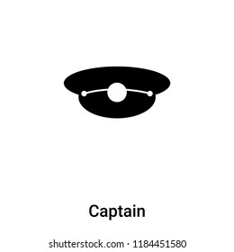 Captain icon vector isolated on white background, logo concept of Captain sign on transparent background, filled black symbol