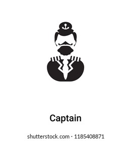 Captain icon vector isolated on white background, logo concept of Captain sign on transparent background, filled black symbol