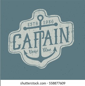 captain. illustration vintage typography. t-shirt pirnt design.