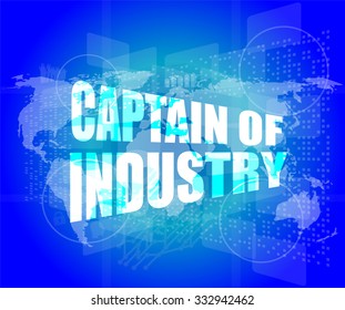 captain of industry word on digital tiuch screen interface hi technology vector illustration