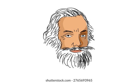 Captain John Smith portrait, flat vector illustration