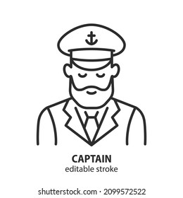 Captain line vector icon. Symbol of sailling, shipping. Editable stroke.