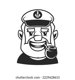 Logo del capitán o elemento del tatuaje del marinero. Ilustración del vector
