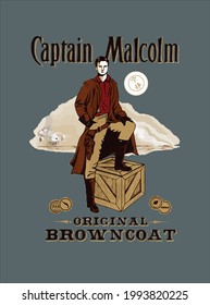 Dibujo vectorial de diseño del Capitán Malcolm para uso en lienzo de afiches de diseño e impresión