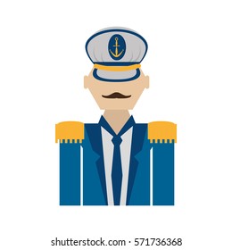 captain marine boat with uniform hat vector illustration eps 10