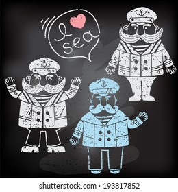 Captain marine vessel. Isolated silhouettes captains for your design. Vector illustration.