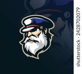Captain mascot logo design vector with modern illustration concept style for badge, emblem and t shirt printing. Captain head illustration.