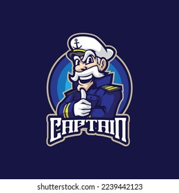 Captain mascot logo design vector with modern illustration concept style for badge, emblem and t shirt printing. Smart captain illustration for sport and esport team.