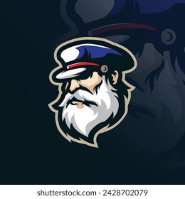 Captain mascot logo design vector with modern illustration concept style for badge, emblem and t shirt printing. Captain head illustration.