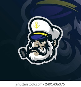 Captain mascot logo design vector with modern illustration concept style for badge, emblem and t shirt printing. Captain head illustration.