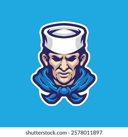 Captain mascot logo design vector with modern illustration concept style for badge, emblem and t shirt printing. Head captain illustration.