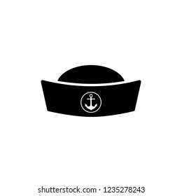 Captain mustache pipe design element. Sailor cap icon, logo on white background