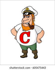 Captain on a white background, vector illustration