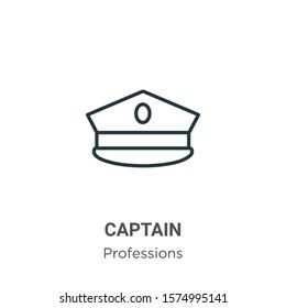 Captain outline vector icon. Thin line black captain icon, flat vector simple element illustration from editable professions concept isolated on white background