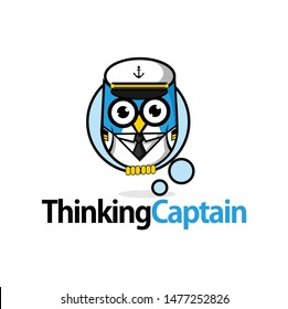 captain owl logo design template