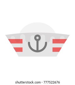 Captain peaked cap with anchor on cockade flat vector icon
