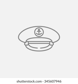 Captain peaked cap line icon for web, mobile and infographics. Vector dark grey icon isolated on light grey background.