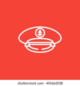 Captain peaked cap line icon.