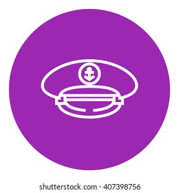 Captain peaked cap line icon.