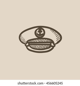 Captain peaked cap vector sketch icon isolated on background. Hand drawn Captain peaked cap icon. Captain peaked cap sketch icon for infographic, website or app.